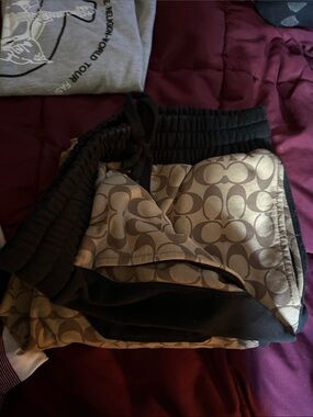 Coach Brown Patterned Joggers with Black Accents
